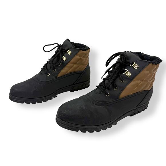 Vintage 80's waterproof black and brown lace up boots by JUDITH SPORT - Picture 12 of 14